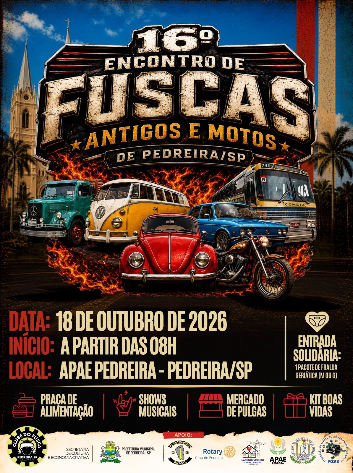 16º Encontro de Fuscas, Antigos e Motos de Pedreira-SP